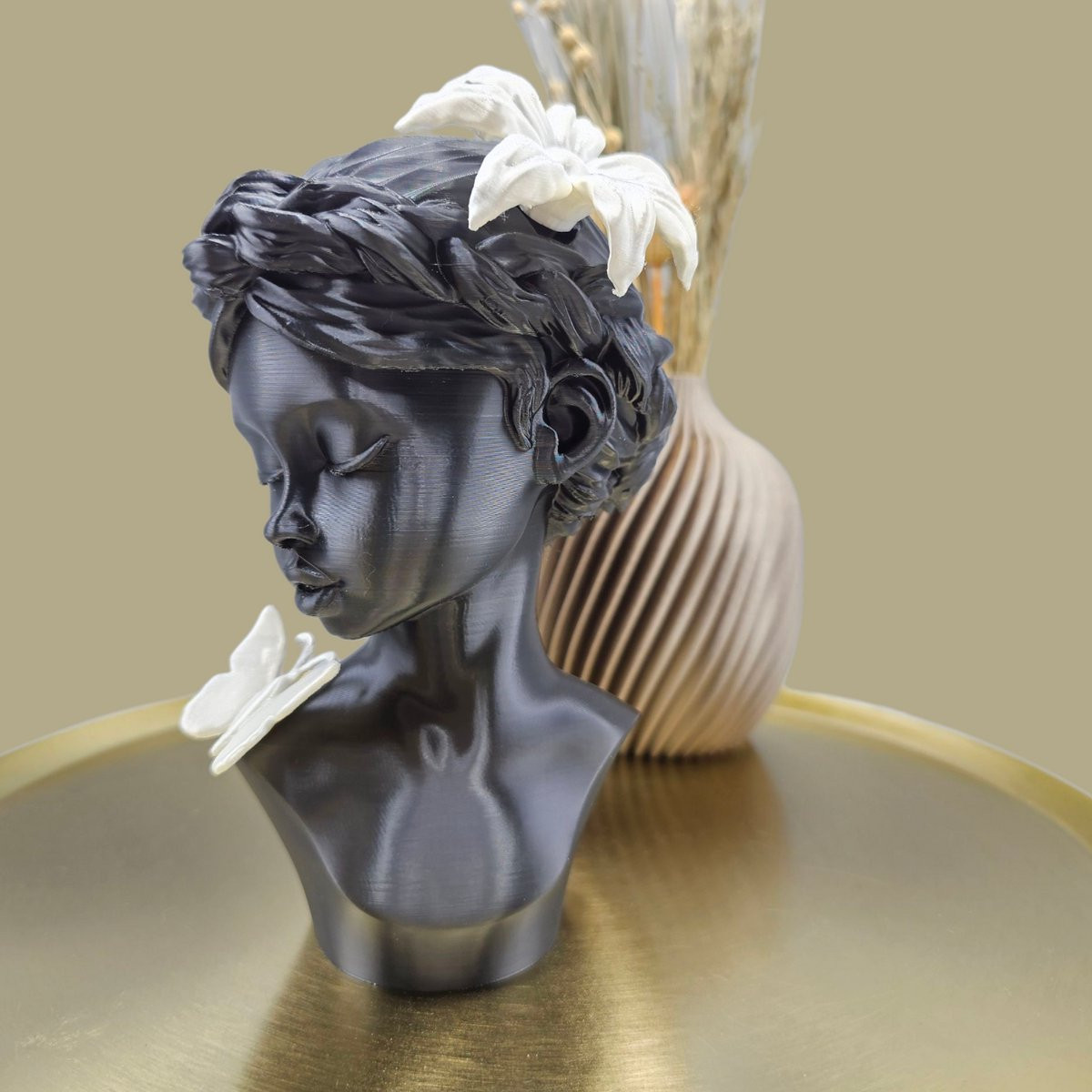 Layerzz Midnight Bloom modern 3D geprint kunstbeeld voor op tafel, Hoogte: 18 cm