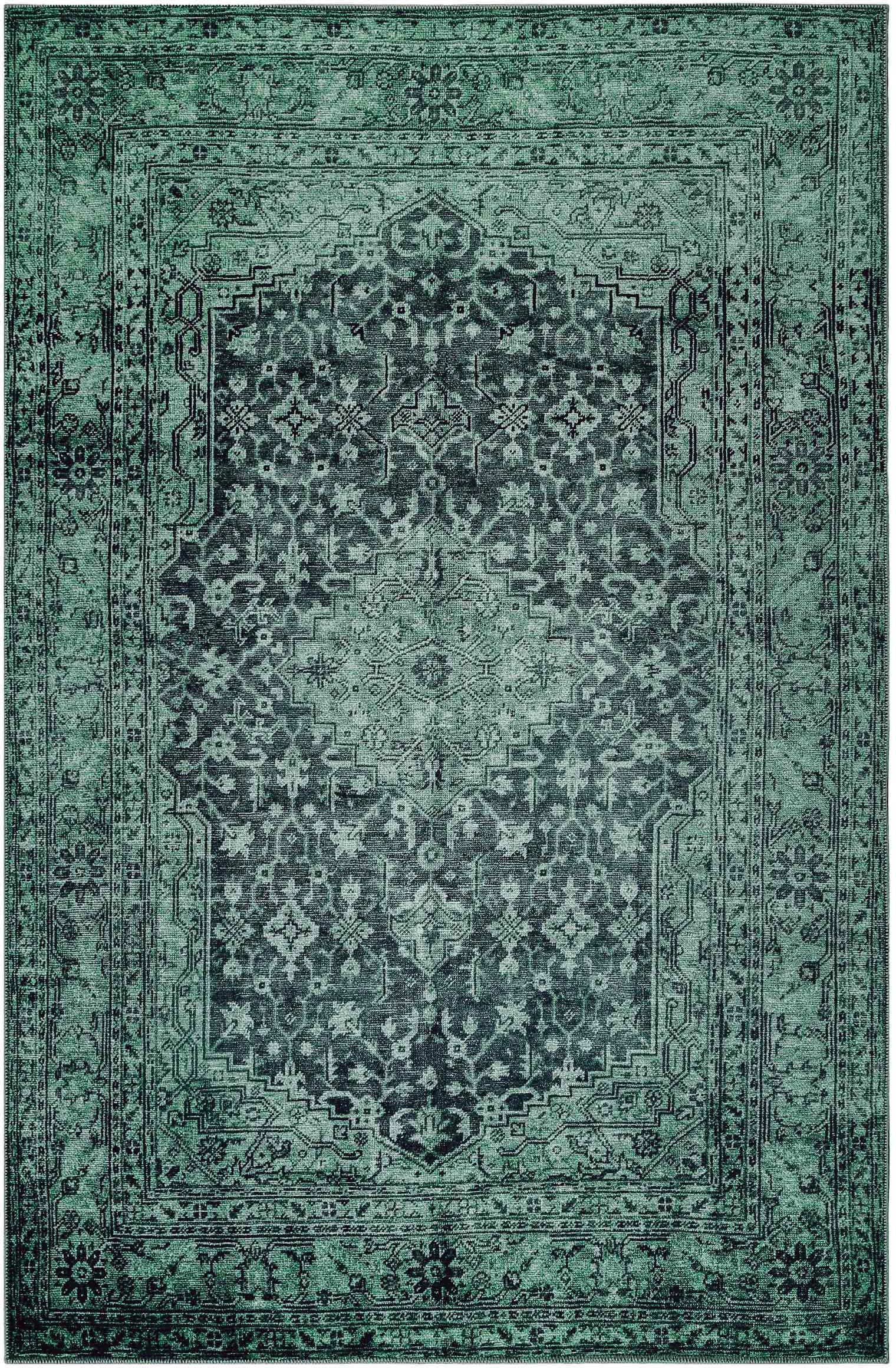 Teppich WECON HOME "2nd Avenue", grün, B:110cm H:6mm L:170cm, Baumwolle, Teppiche, Teppich, Vintage, Baumwolle, Kurzflor, Used-Look, Wohnzimmer, Schlafzimmer grün B : 110cm 1 Stk., 6mm, L: 170cm
