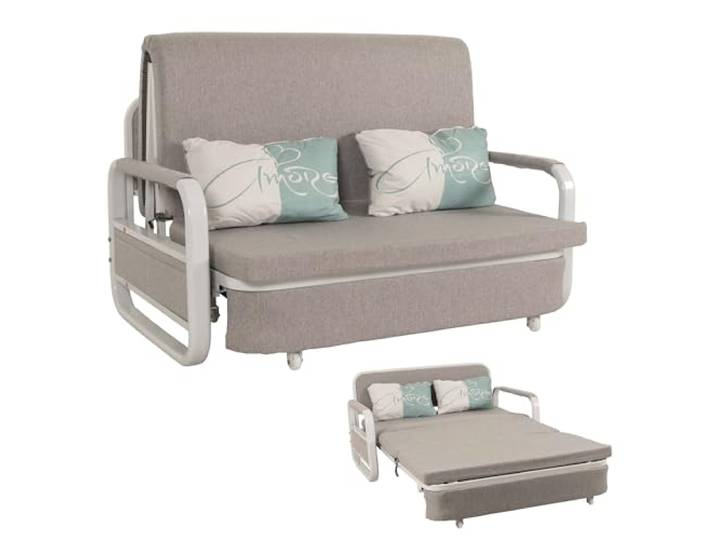 Mendler Schlafsofa HWC-M83 130x185cm - Stoff/Textil hellgrau Schlafcouch, Couch, Sofa, Schlaffunktion, Bettkasten, Liegefläche