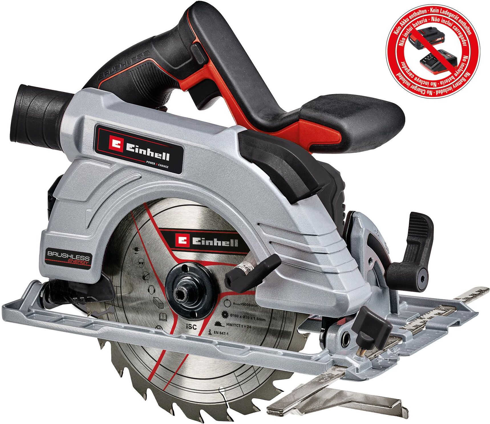 Akku-Handkreissäge EINHELL "TE-CS 18/190 Li BL Solo", bunt (schwarz, rot, silber), B:230mm H:320mm L:38mm, Sägemaschinen, Akku-Handkreissäge schwarz, rot, silber Einheitsgröße