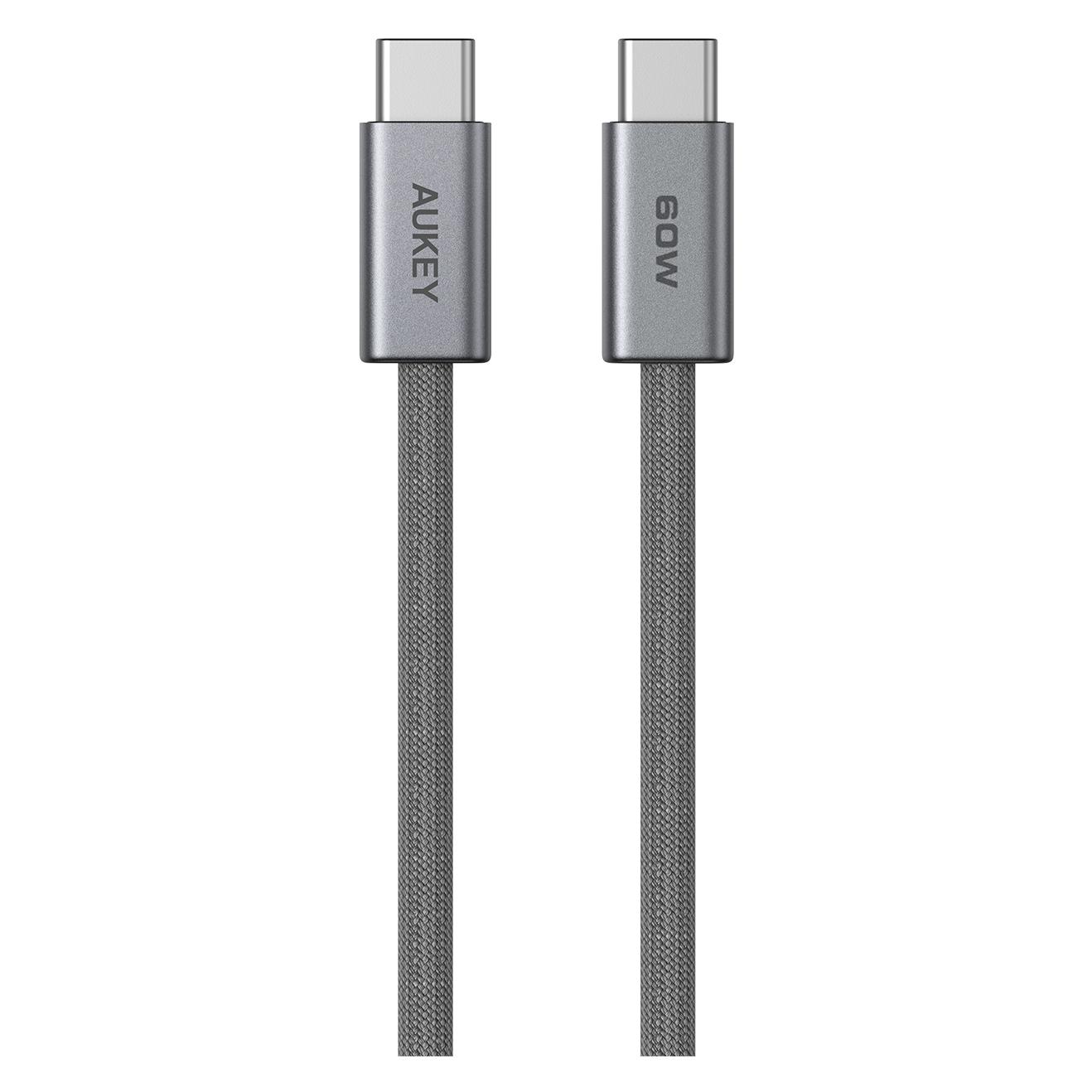 Aukey Kabel USB USB-C - USB-C 1 m Szary () (1 m, 60 W) (CB-DCC061)