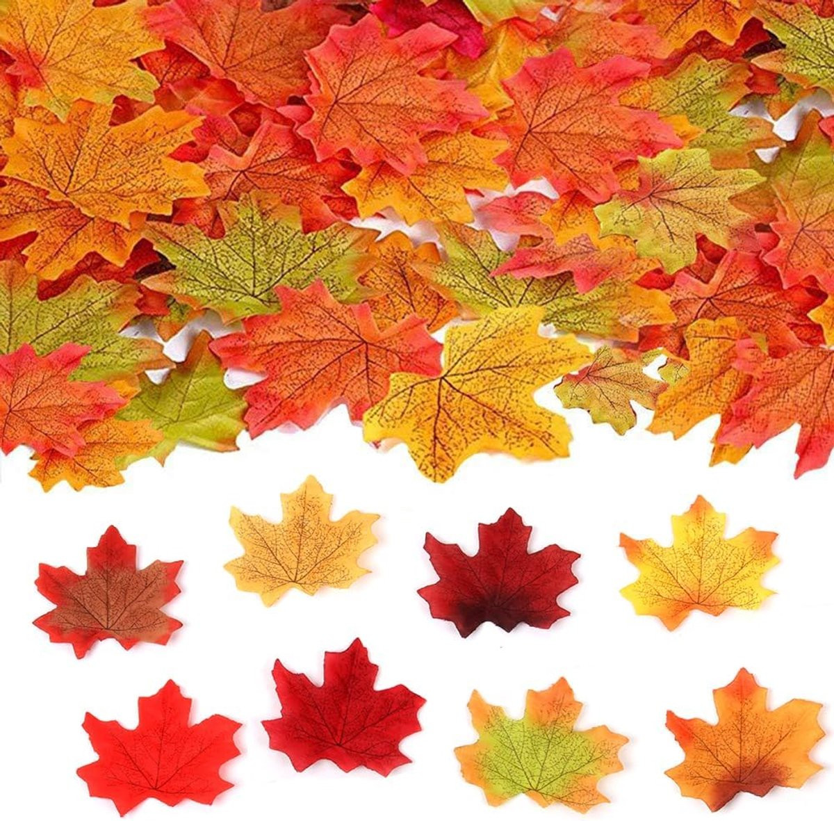 500 stuks Kunstbladeren Esdoorn Meerkleurig voor Herfst en Halloween Decoratie
