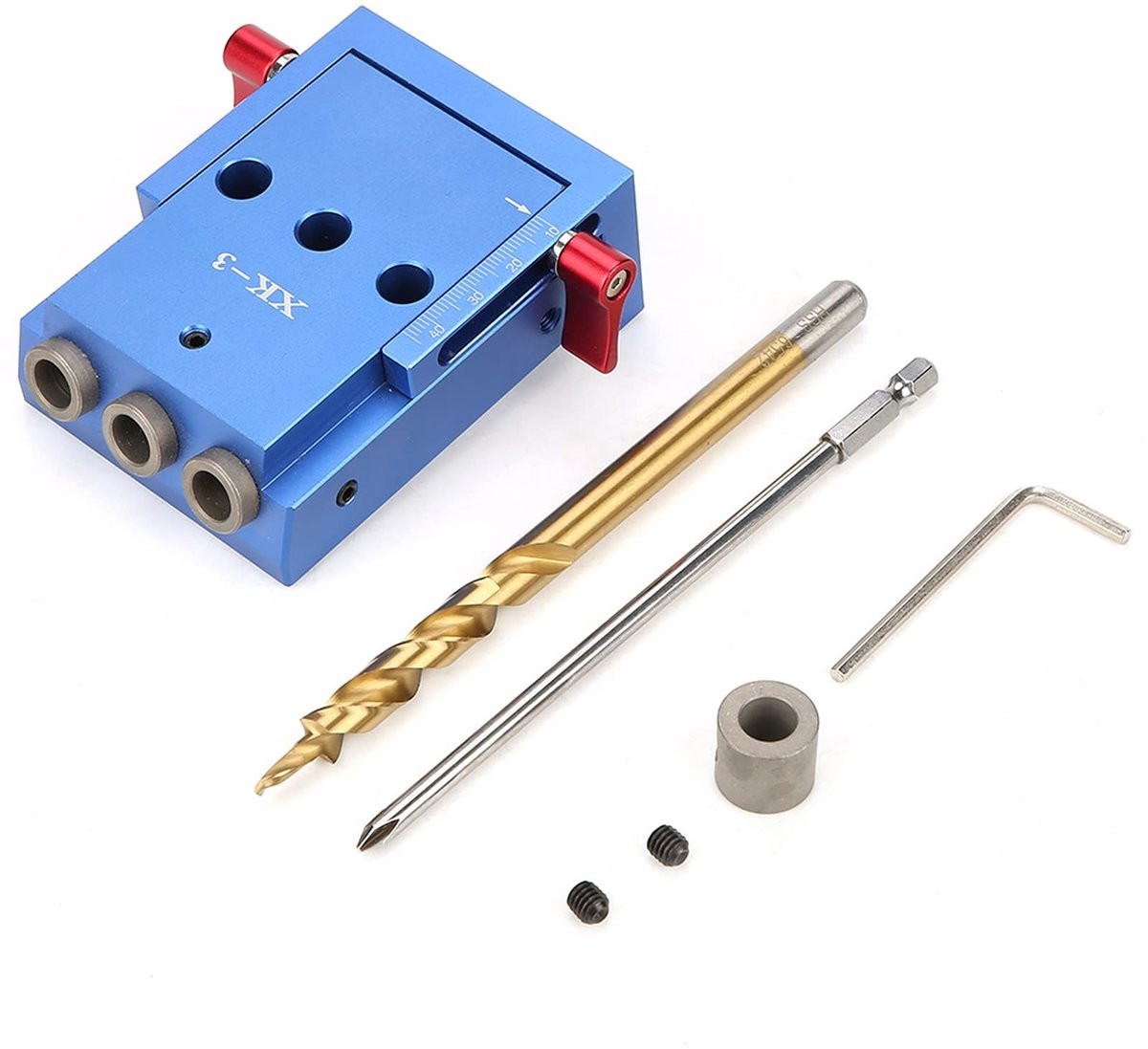 Dailygoody Pocket Hole Jig Kit - Aluminium en Plastic - Zilver en Blauw
