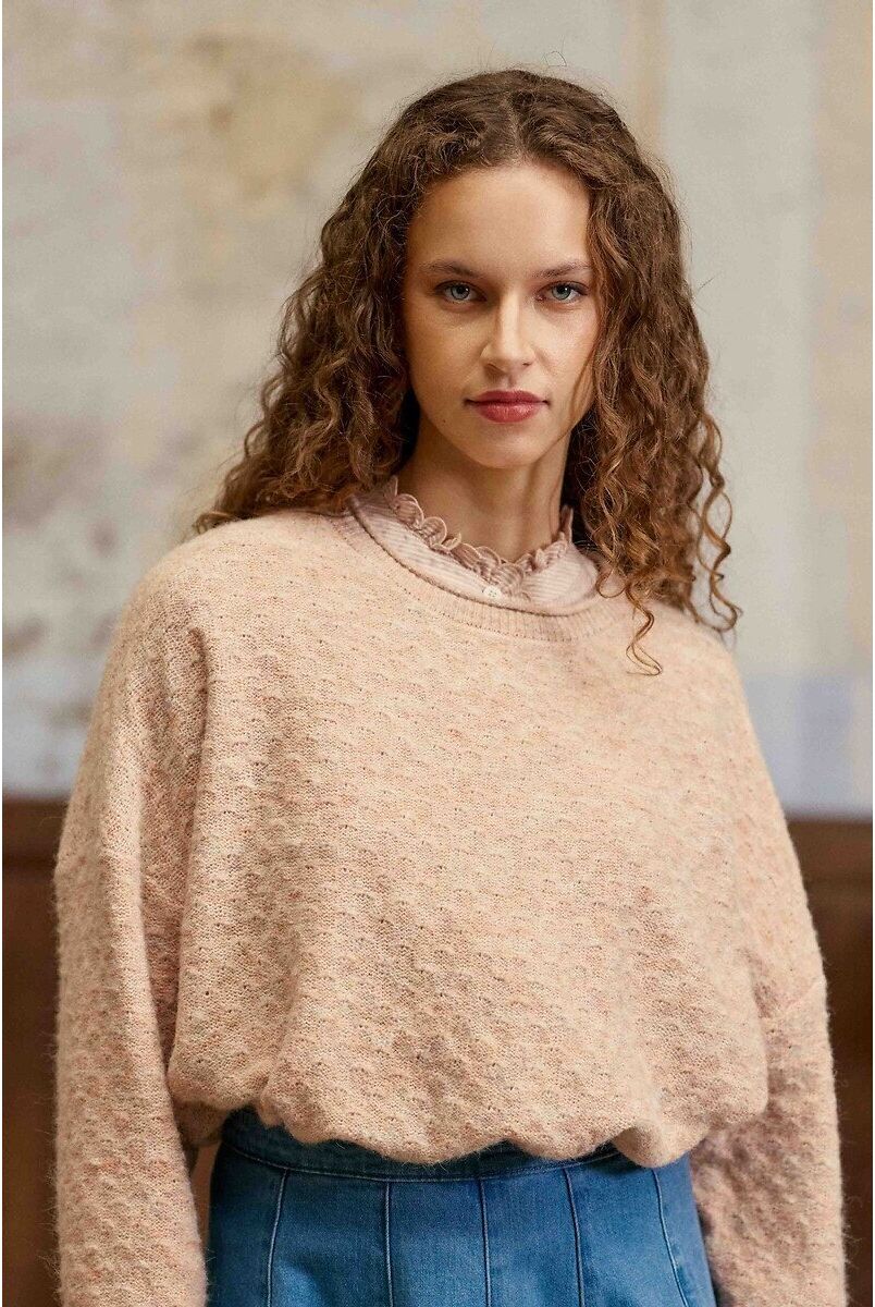 LA PETITE ETOILE Pull col rond en maille fantaisie, MOSSY