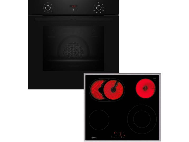 NEFF Backofen-Set BX36B0 , Energieeffizienz: A+, schwarz, Herdsets, CircoTherm auf 3 Ebenen & Bräterzone für großes Bratgeschirr, Backofen-Set