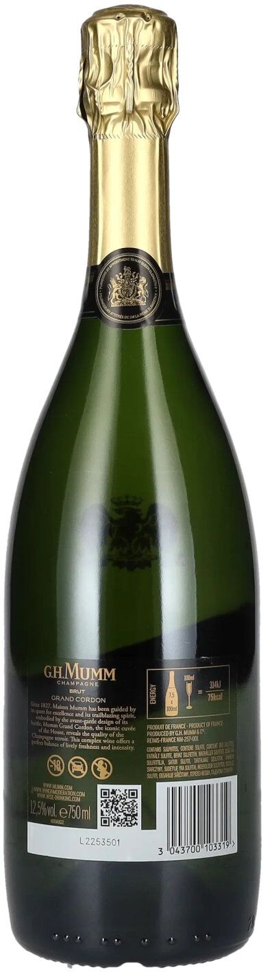 G.H. Mumm Champagne GRAND CORDON Brut 12,5% Vol. 0,75l