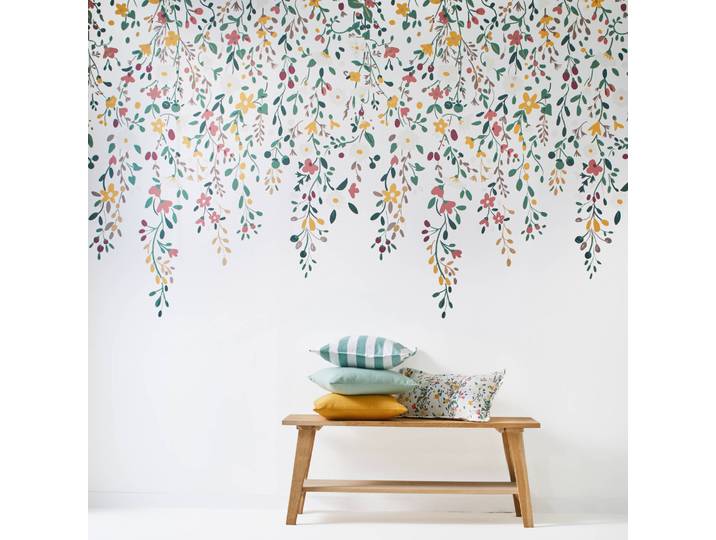 Papier peint panoramique Céleste fleuri - Blancheporte
