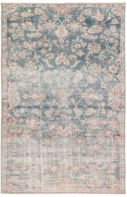 The Curated Nomad Edgel Printed Oriental Oushak Teal/ Rust Area Rug