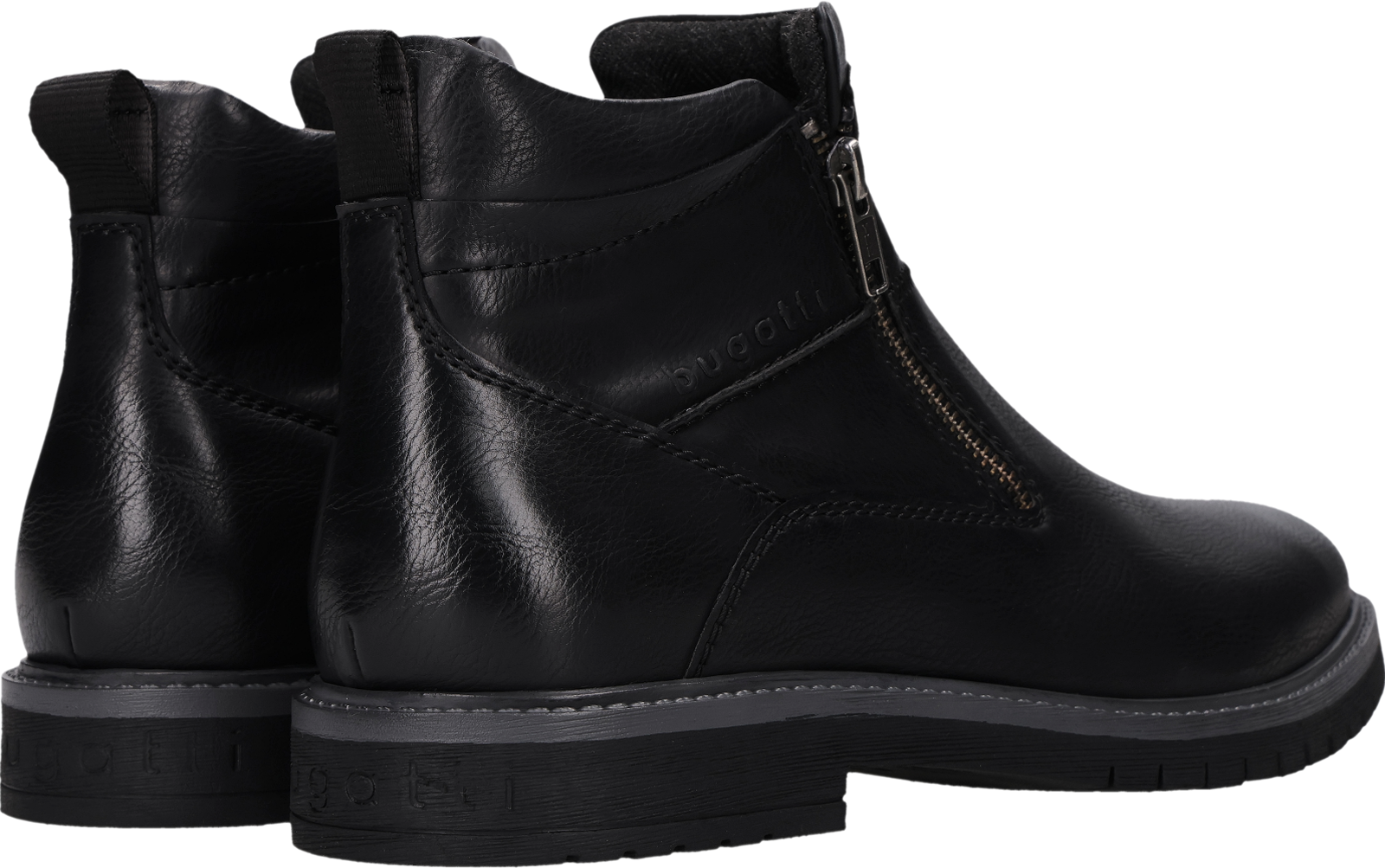 Stiefelette BUGATTI, Herren, Gr. 43, Textil, schwarz, Lederimitat, Schuhe Stiefelette, Klassik-Boots mit zwei Reißverschlüssen