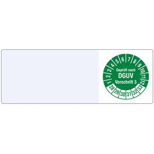 Böttcher-AG Prüfplaketten Geprüft nach DGUV Vo3, 2028 - 2033, Kabelprüfplakette, grün, 25 x 70 mm, 1000 Stück