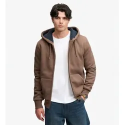 Superdry für Herren. M2014583A Braunes Kapuzensweatshirt mit Reißverschluss und Borg-Futter (L), Lässig, Baumwolle