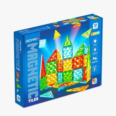 Geomag Magnetic Tiles Gems 32, 2D/3D Konstruktion, Lernspielzeug