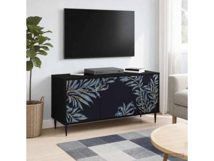 GKMBCVDFR TV-Schrank DOKKUM 102x33x51 cm Holzwerkstoff Schwarz Eichen-Optik Moderne Optik, Holzwerkstoff, schwarz Eiche, erhöhte Füße, pflegeleichte Oberfläche, Wohnzimmer