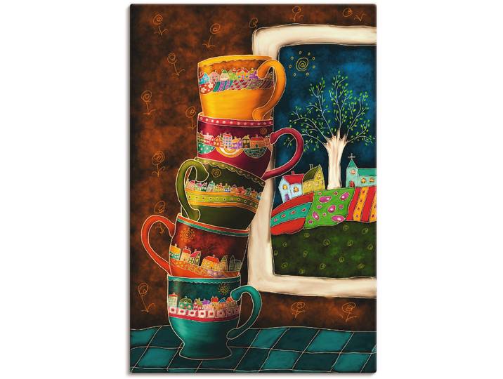 Wandbild ARTLAND Fröhliche Kaffeetassen , bunt (farbe bild(er): bunt), B:20cm H:30cm, Bilder, Wandbild, als Alubild, Leinwandbild, Poster in verschied. Grössen