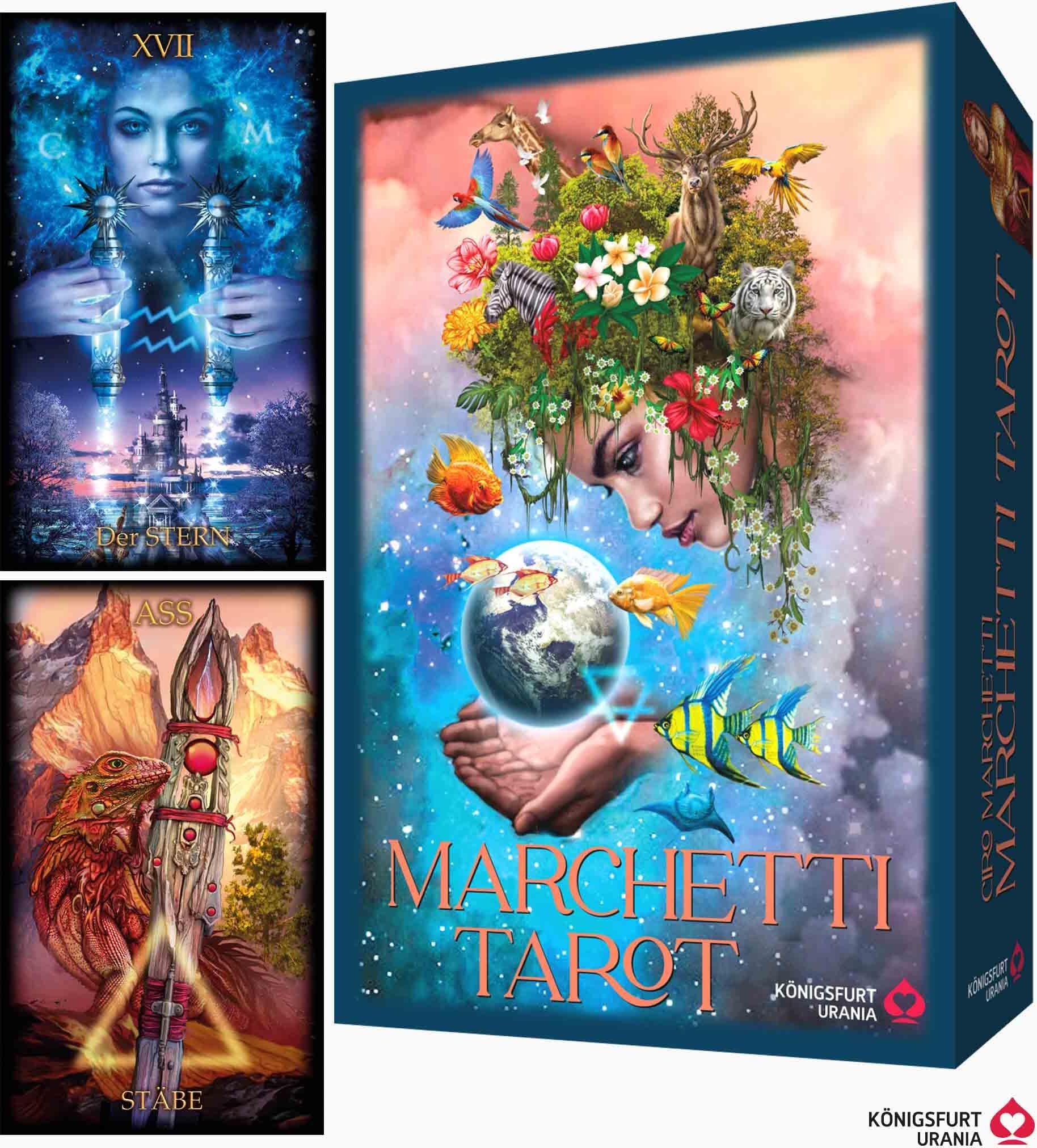 Ciro Marchetti - Marchetti Tarot - Folge deiner Intuition!: 78 Tarotkarten und 144-seitiges Buch, Stülpdeckelschachtel mit Spotlack - Preis vom 09.10.2026 07:28:09 h