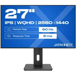 Japannext 68,5cm JN-27IPS4FLWQHDR-HSP 16:9 HDMI/DP WQHD (2560 x 1440 Pixel, 27"), Monitor, Schwarz