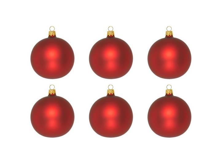 Weihnachtskugel 6er-Set Uni dunkelrot - Material: Glas - 949