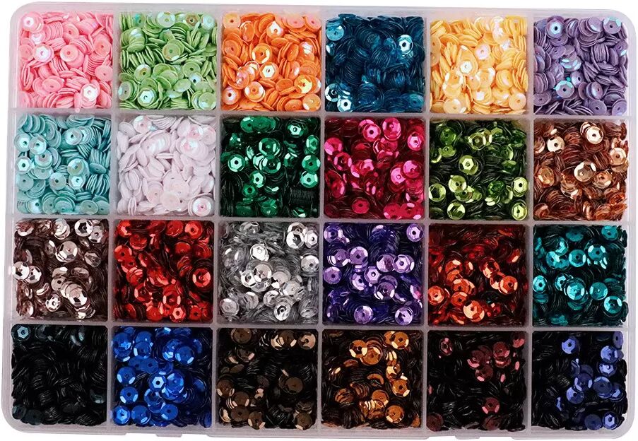 INF Ensemble de paillettes, 42 couleurs, 5 mm, 5 g par compartiment