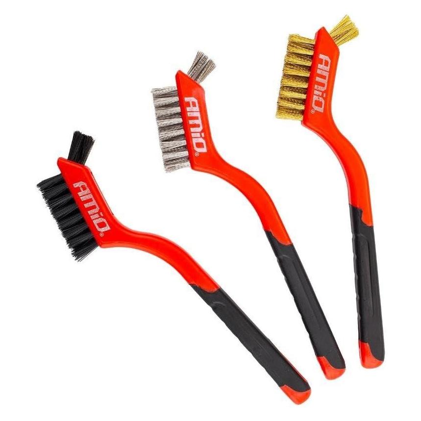 Amio Bürsten zur Reinigung und Korrosion von Stahl/Messing/Nylon - 3er-Set (3 Stk.) (2827)