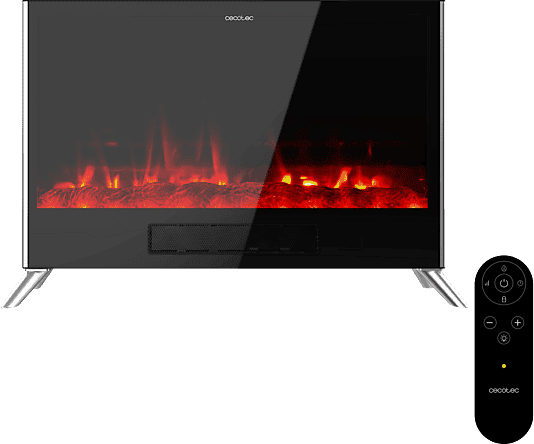 Chimenea eléctrica - Cecotec ReadyWarm 7500 3in1 Total Flames, 2000W, Tecnología cerámica, Convección, 2 modos, Mando a distancia, Efecto llama, Negro