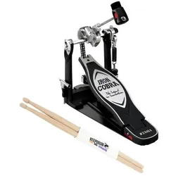 Tama Fussmaschine HP900PN Powerglide Iron Cobra mit Trommelstöcken, Schlagzeug Zubehör, Schwarz