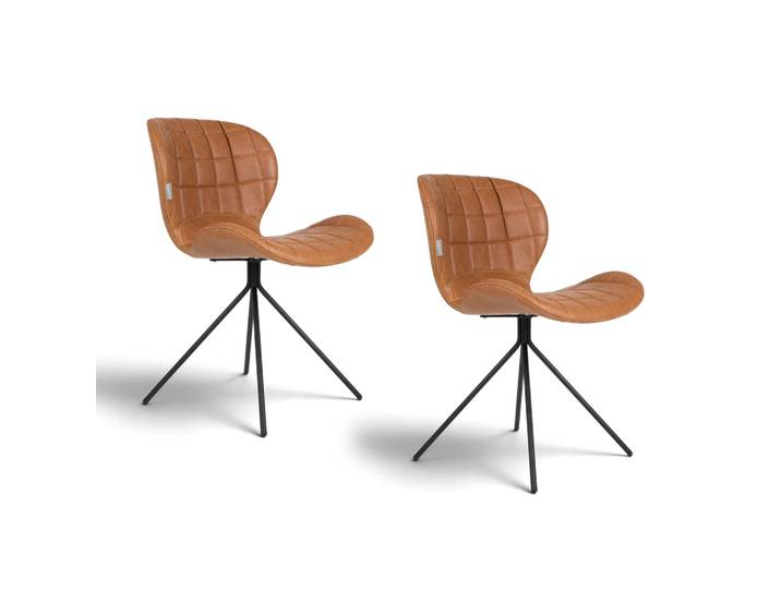 Zuiver Omg Faux Leather Chair - Set of 2 Brown, New - Robust & stylish