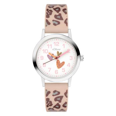 Quarzuhr S.OLIVER "The Twinkle Fun", beige (gelb), Armbanduhren, Kinder, Quarzuhr, Armbanduhr, Silikonarmband, Kinderuhr, Mädchen, analog