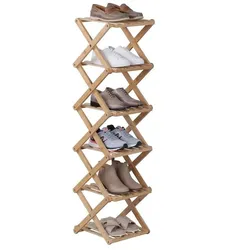 Relaxdays Faltbares Schuhregal aus Bambus Hellbraun