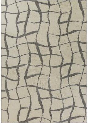 Domani Lucille Ivory Abstract Geometric Hand-woven Microfiber Area Rug