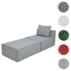 Chaiselongue/Zubehör für Sofa HWC-O54, Sessel Ottomane Recamiere, Stoff/Textil (300g/m2) 63x75x194cm ~ hellgrau