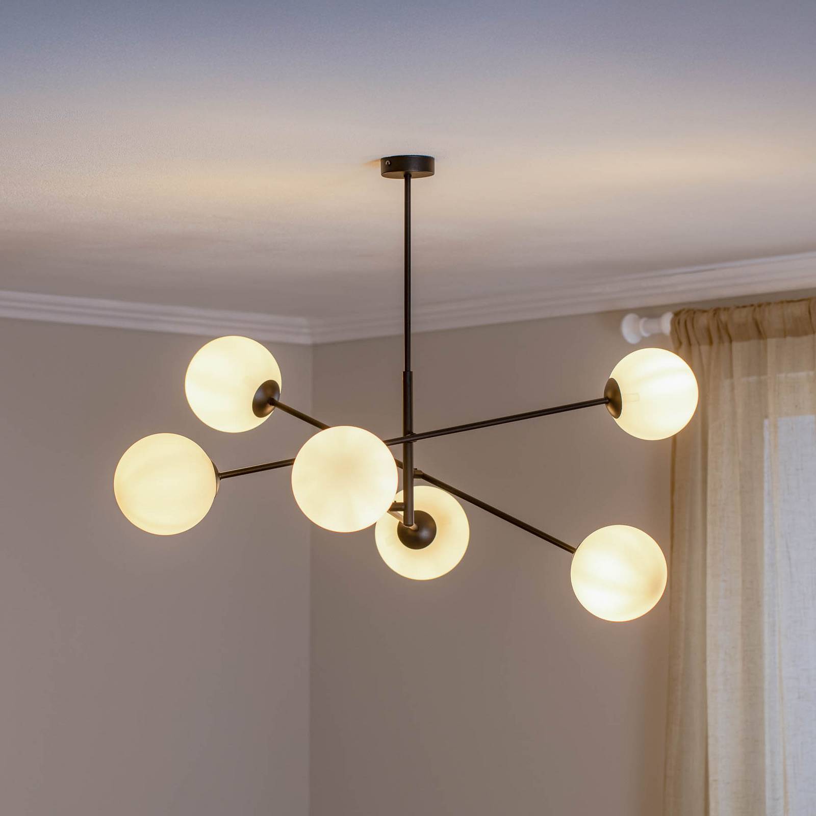 Loftslampe Linear EMIBIG LIGHTING, dæmpbar, Sort, Stue/spisestue, Metal, Moderne, kuglelampe