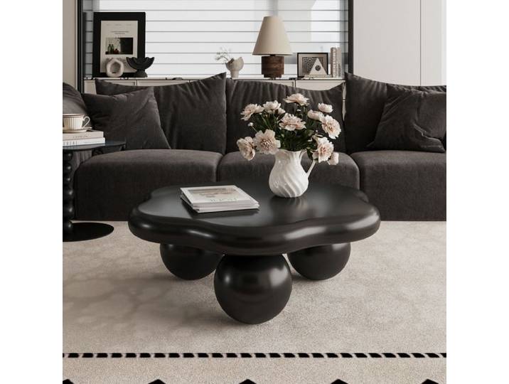 Table basse SENVIRO nuage mat noir 80 x 80 x 35 cm noir