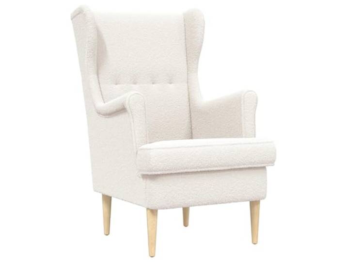GHVBNMF Sessel Creme Bouclé Armlehnsessel für Wohnzimmer 65x79x100 cm Weicher Bouclé-Stoff, abnehmbares Kissen und Beine aus Kautschukholz. Ideal für Schlafzimmer und Entspannung.