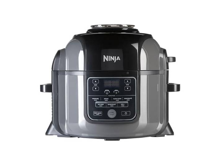 Ninja Multicuiseur Foodi\, Air Fryer\, 7-en-1\, 6L\, 7 fonctions de cuisson\, Autocuiseur Multifonction\, Cuisson sous pression\, Friture à l'air\, Cuisson lente\, Gril et plus\, Acier brossé et Noir\, OP300EU