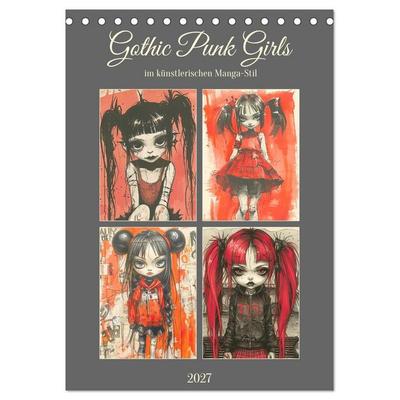 Gothic Punk Girls im künstlerischen Manga-Stil (Tischkalender 2027 DIN A5 hoch), CALVENDO Monatskalender