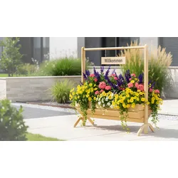 Blumentrog Lublin 110 x 40 x 103 cm - Pflanztrog aus Holz, Natur - Holzblumenkübel für Garten & Eingangsbereich - Pflanzkübel für Terrasse