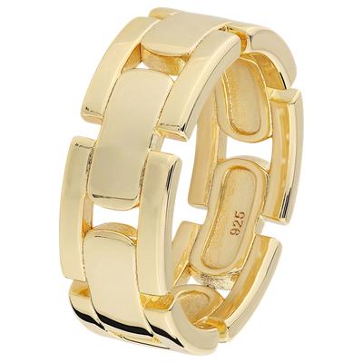 Fingerring JOBO "Statement Ketten-Optik breit" Gr. 50, vergoldet, Fingerringe, Damen, 50, Silber 925 (Sterlingsilber), Fingerring, 925 Silber vergoldet