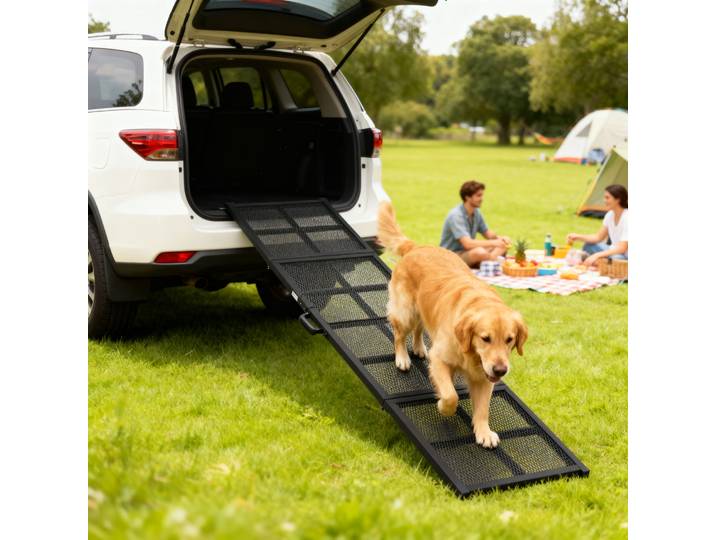 PawHut Rampe Chien Pliable Acier Antidérapant 191x50cm Noir