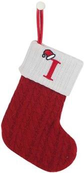 Inspired Living Cozy Knitted Mini Christmas Stocking With AZ Letter, Snowflake Design & Hanging Loop i