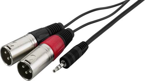 Monacor 0067360 XLR / Klinke Audio Adapterkabel [2x XLR-Stecker - 1x Klinkenstecker 3.5 mm] 1m Schwarz