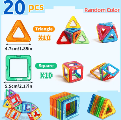 Inspire Curations Magnetic Building Blocks Set STEM DIY Construction Toy For Kids Learning & Creativity medium Size 20pcs