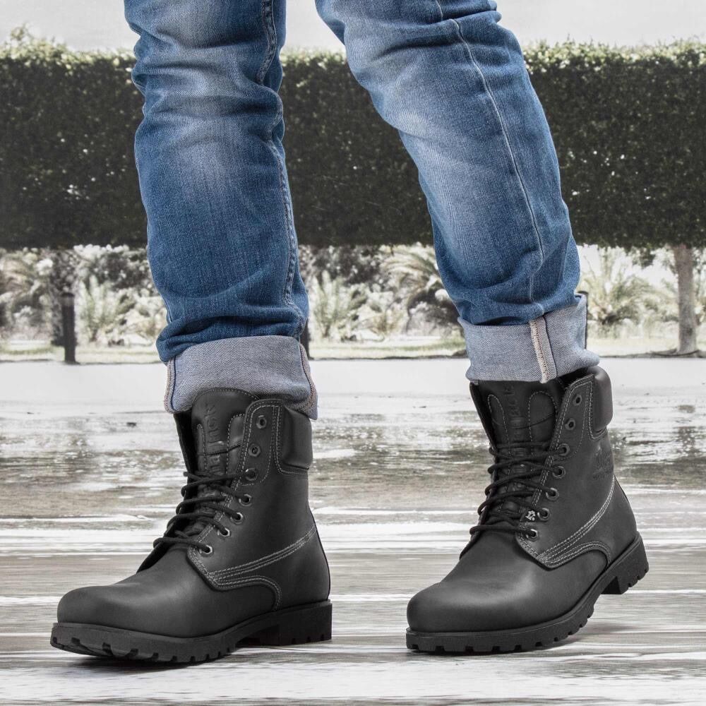 Schnürboots PANAMA JACK "Panama 03", Herren, Gr. 41, schwarz, Nappaleder, Schuhe Schnürboots, mit seitlicher Logoprägung schwarz 41