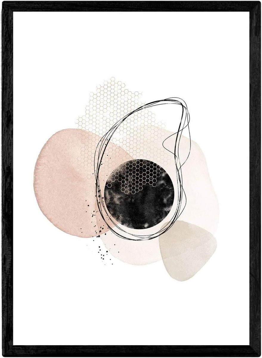 Abstracte Poster Decoratieve Afbeelding Nordic Stijl Bruin A4 met lijst