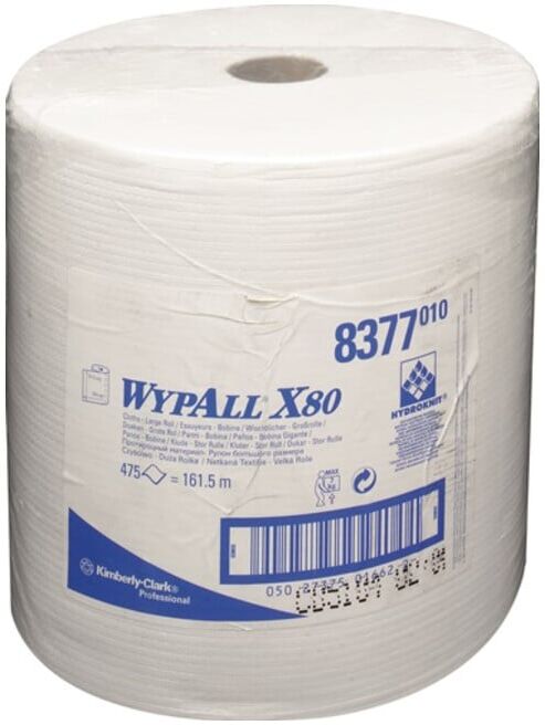 Torchon Wypall X80 8377 L340xl315env. mm 1 couche blanc 1 rouleau x 475 serviett ; Kimberly-Clark (8377)