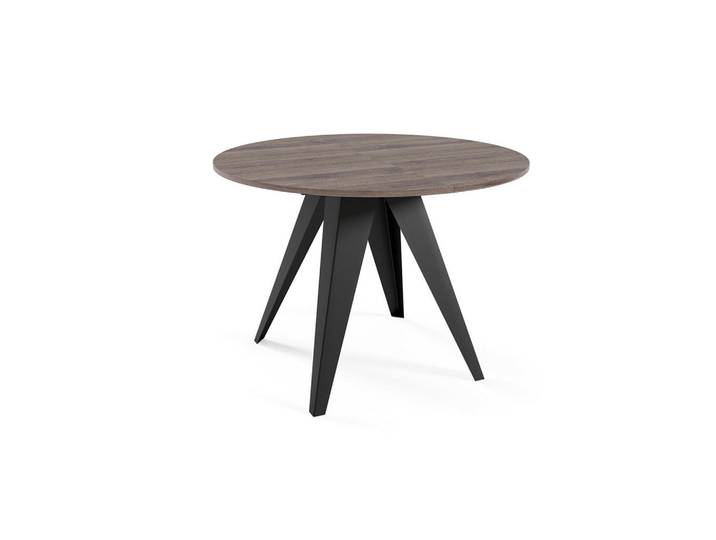 Feldmann-Wohnen Esstisch Gerda Sherman Eiche Anthrazit / Schwarz 90/128 / 90 / 76cm, Metall, Rund,Rund, Stativgestell, 90x76x90 cm, Esszimmer, Esstische