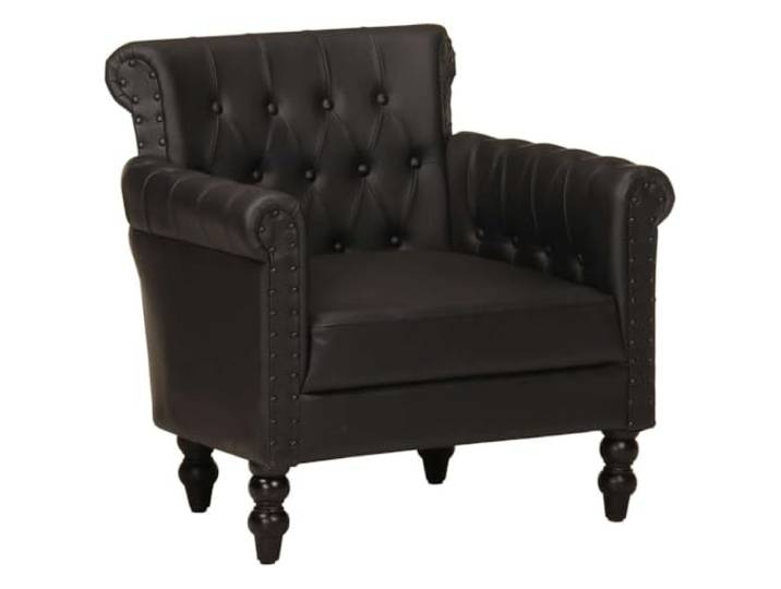 vidaXL Sessel Vintage-Charme Loungesessel Relaxsessel Polstersessel Ledersessel Armsessel Sofa Wohnzimmer Schwarz Echtes Ziegenleder