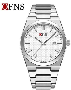 DynamicDeals OFNS 2025 New Men's Business Quartz Watch Waterproof Luminous Single Calendar Display Leisure Fashion Personalized Watch For Men silver