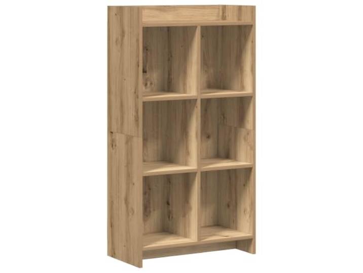 HFXHIJXQ Standregal 6 Fächer 59 x 30 x 111 cm Eichen-Optik MDF Holz Kompaktes Raumwunder für Wohnzimmer und Büro. 6 offene Fächer aus Holzwerkstoff bieten strukturierten Platz für Dekoration.