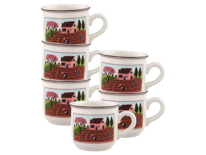 Villeroy & Boch Kaffeetassen Design Naif bunt 200 ml 6er Set, Mehrfarbig, Keramik, 0.2 L, Geschirr, Tassen, Kaffeetassen