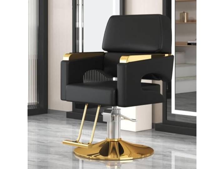 Dalumian Friseurstuhl/Barber-Stuhl, Styling-Stuhl für Friseure Metallgestell, hochelastischer Schaumstoff & PU-Leder, um 360° drehbar, höhenverstellbar(D)